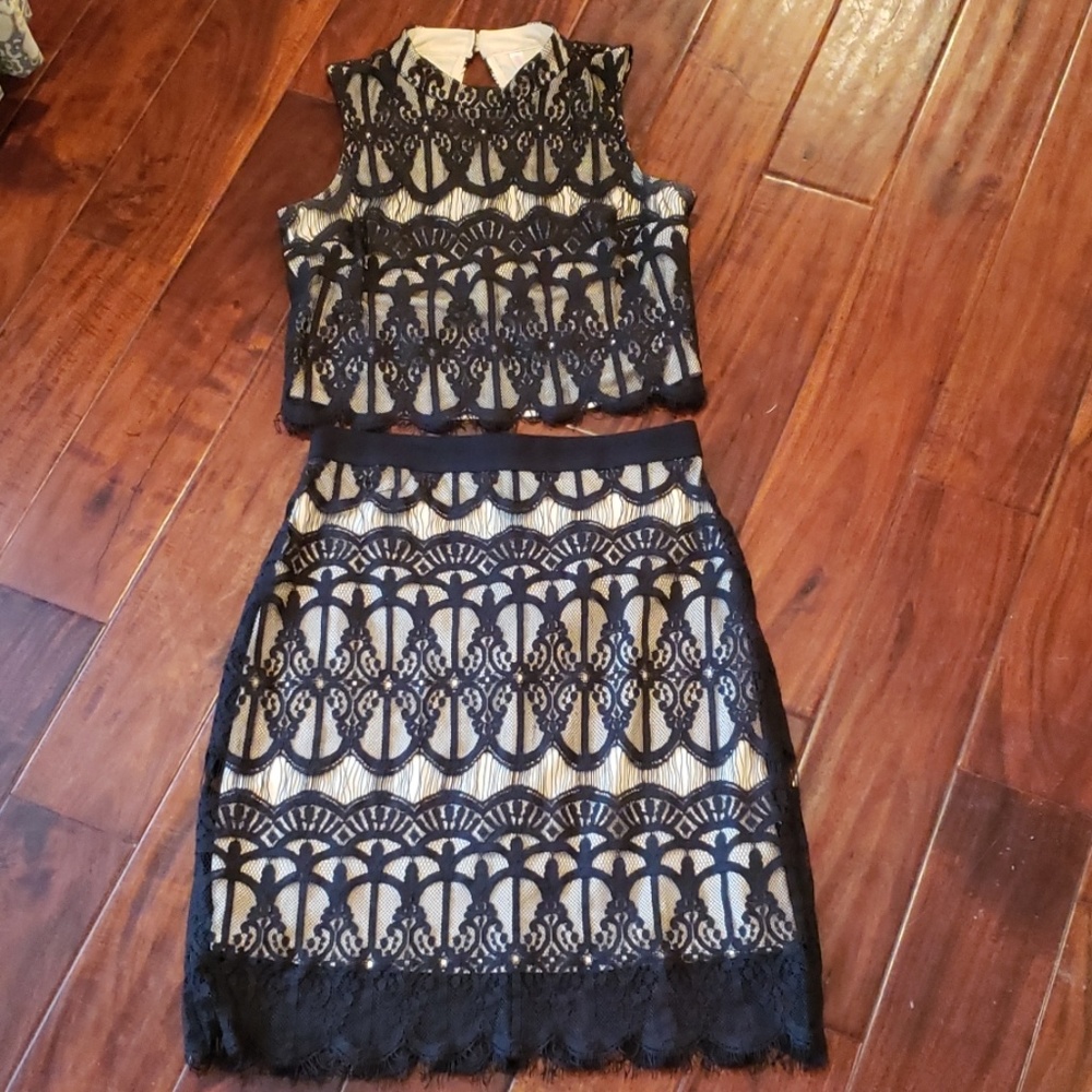 Xhilaration Black Lace Skirt and Top